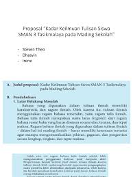 Proposal Kadar Keilmuan Tulisan Siswa Sman 3 Tasikmalaya Pada Mading Sekolah