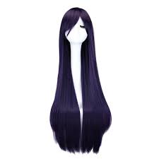 Four free beautiful girls have fun. Qqxcaiw Long Straight Cosplay Wig Black Purple Black Red Pink Blue Dark Brown 100 Cm Synthetic Hair Wigs Wig Black Wig Black Purplewig Purple Black Aliexpress