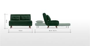 Haru Small Sofa Bed Pine Green Velvet Kleine Bank Slaapbank Bedbank