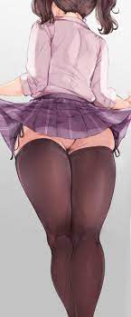 ass big ass brunette panties pigtails skirt skirt lift thick  calves thick thighs thighhighs 