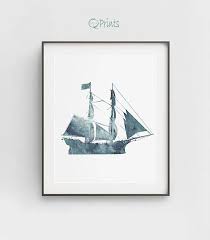 Sailing Ship Print Ship Printable Digital Ship Art Blue Etsy Printable Artwork Sea Wall Decor Prints