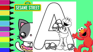 Show your kids a fun way to learn the abcs with alphabet printables they can color. Coloring Sesame Street Alphabet Letter A Is For Acorn Elmo Coloring Book Page Sprinkled Donuts Jr Youtube