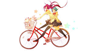 It tells the story of how a student who rides a simple city bicycle catches the attention of. Two Female Anime Character Riding Red Commuter Bike Illustration Hd Wallpaper Wallpaper Flare