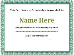 scholarship certificate template word 5 plus scholarship award ...