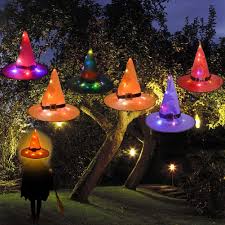 When it comes to halloween decorations, the entryway of your home is the perfect start to creating a spooky greeting for your guests. 7mohugme Halloween Decorations Witch Hat Outdoor 6pcs Hanging Lighted Glowing Witch Hat Decorations Halloween Lights String Battery Operated Halloween Decor For Outdoor Yard Tree
