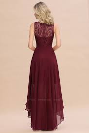 Affordable Hi Lo Lace Sleeveless Burgundy Chiffon Bridesmaid Dress Online Burgundy Chiffon Bridesmaid Dresses Burgundy Bridesmaid Dresses Bridesmaid Dresses Online