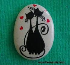 Tasa Kedi Nasil Cizilir Ve Boyanir Evde Tas Uzerine Kedi Yapimi Pet Rocks Boyali Kayalar Kedi