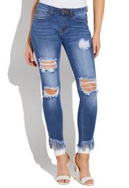 Distressed Jeans With Grommets