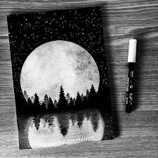 Black And White Acrylic Painting For Beginners Old But Gold Illustrationoftheday Bulletjournal Drawingoftheday Watercolorpainting G Canvas Painting Projects Moon Painting Painting Art Projects
