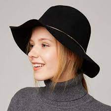 Plain Black Wool Fedora Hat For Women Metal Ring Felt Hats Winter Wear Wool Fedora Hat Wool Fedora Fedora Hat Women