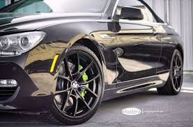 Black And Neon Green Rims Black Convertible Bmw With Painted Gloss Black Oem Factory Wheels And Lime Green Brake Calipers Bmw Brake Calipers Wheel
