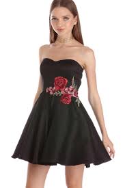 Dianne Black Rose Applique Skater Dress Dresses Fashion Hoco Dresses