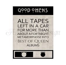 Good Omens Neil Gaiman And Terry Pratchett Book Quote Vintage Poster Instant Download Wall Art Literary Good Omens Book Terry Pratchett Books Geek Books