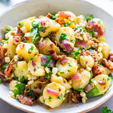 Small yellow, white, or red potatoes are best for potato salad. Potato Salad With Bacon No Mayo Averie Cooks