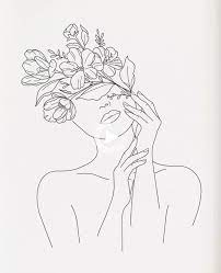 Flower Face In 2021 Line Drawing Tattoos Flower Line Drawings Line Art Flowers