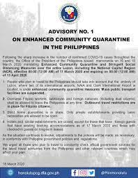 Enhanced community quarantine, better explained. Advisory No 1 On Enhanced Community Quarantine In The Philippines