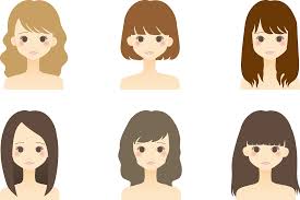 フリーイラスト ヘアスタイルの違う6人の女性のセットでアハ体験