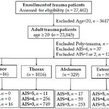 flow chart of the studied patients with injuries to