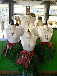Evergreen Skirt Mannequin Holiday Jewelry Displays By Shessowitte Using Cedar Branches From Our Farm Holiday Jewelry Display Handmade Earrings Handmade
