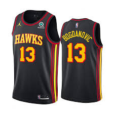 Rep the newest atlanta hawks star player and rookie with a new onyeka okongwu hawks jersey from the lids sports shop! Original Nba Heat Pressed Men S Black Atlanta Hawks 13 Bogdan Bogdanovic 2020 21 Statement Edition Jumpman Black Jersey Lazada Ph