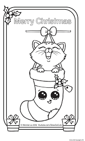 These free cute coloring books are an awesome way to know your children things let's enjoy time coloring pages. Christmas Card Kitten Draw So Cute Coloring Pages Printable