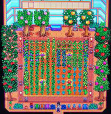 Sv Interior Design Greenhouse Layout With All Fruit Trees And Reproducing Crops Stardewvalley