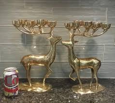 5.0 out of 5 stars. Pair Pottery Barn Solid Brass Deer Reindeer Candle Holder Heavy Retired 1902033878