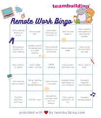 Bingo At Home App Instructions Remote Work Bingo Free Template Rules Teambuilding Com