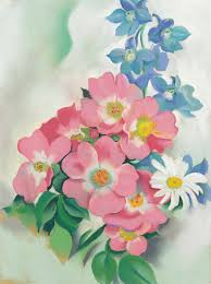 White rose with larkspur n. Georgia O Keeffe 1887 1986