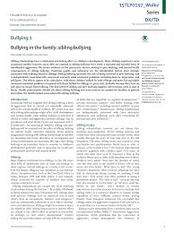 Pdf Bullying In The Family Sibling Bullying