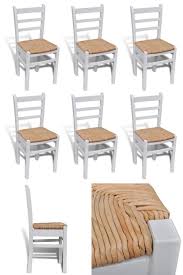 6 Rush Seat White Dining Chairs Wooden Kitchen Living Room Cafe Seats Furniture White Dining Chairs Dining Chairs Cafe Seating