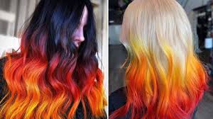 It has all of the shades you could possibly want, from sherry red to notice how the ombre is asymmetrical and not at the same level. Fire Ombre Hair How To Try The Flaming Hot Trend In 2021 Hair Com By L Oreal