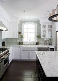 White Countertops Subway Tile Dark Floor Kitchen Inspirations White Kitchen Design Kitchen Design