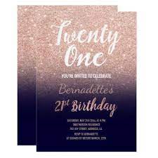 This listing offers a only digital version of this product. Rose Faux Gold Faux Glitter Navy Blue Ombre 21st Invitation Zazzle Com 21st Birthday Invitations 21st Invitations 21st Birthday