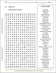 california cities and landmarks word search puzzle student handouts