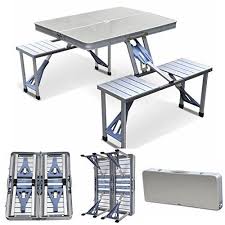 Frenzybird folding picnic table with 4 stools, aluminum table chair set for up to 4 persons, portable lightweight and heights adjustable for outdoor camping dining bbq party. Aluminium Folding Table And Chair Set Home Decor And Garden Ideas In 2021 Picnic Table Camping Table Camping Picnic Table
