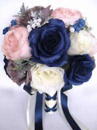 Check spelling or type a new query. 17 Piece Wedding Bouquet Package Bridal Silk Flowers Navy Blue Pink Blush Gray Ebay