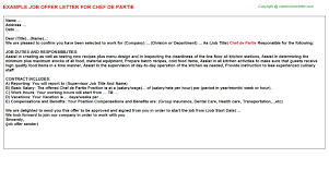 Try a broader letter sample search. Chef De Partie Career Templates Examples