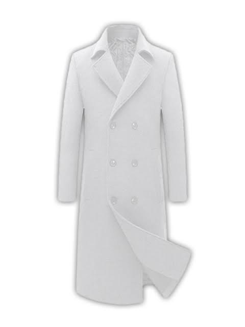 Mens White Long Wool Trench Coat