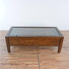 Sei furniture terrarium display coffee table, cocktail, black/silver distressing. Pottery Barn Townsend Shadowbox Coffee Table Chairish
