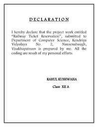 C e r t i f i c a t e the project report entitled railway ticket reservation, submitted by rahul kushwaha of class xii a for the cbse senior. 39 Computer Ideas Investigatory Project Computer Computer Science