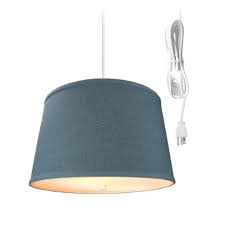 Shop 2 Light Swag Plug In Pendant 16 W Textured Slate Blue With Diffuser White Cord Overstock 18231272