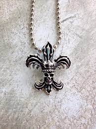 Everything New Orleans Skull Fleur De Lis Necklace Nola Jewelry Mens Silver Jewelry Silver