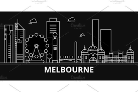 Melbourne Silhouette Skyline Australia Melbourne Vector City Australian Linear Architecture Buildings Melbourne Travel Illustration Outline Landmarks Au Melbourne City Outline Travel Illustration