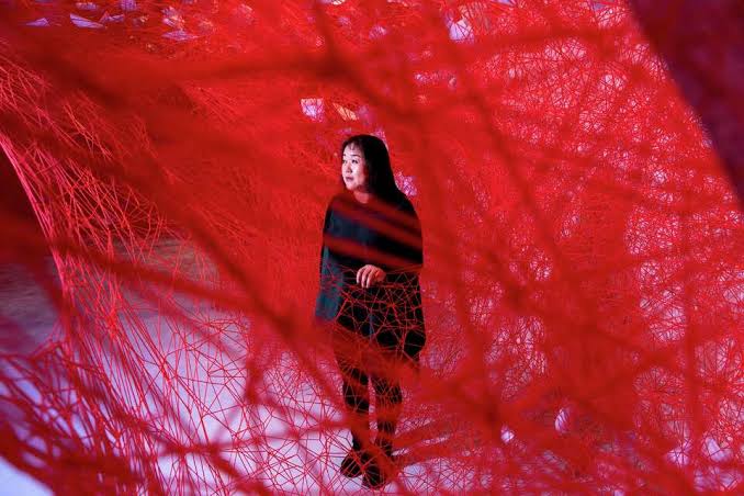 Work by Chiharu Shiota