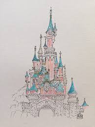 Disneyland Paris Castle Original Disney Framed Illustration Unique And Special Gift In 2020 Disney Castle Drawing Disneyland Paris Castle Disney Princess Paintings