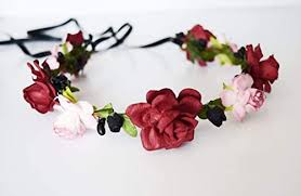 Maybe you would like to learn more about one of these? Amazon Com Handcrafted Dark Red Dusty Rose And Black Flower Crown Handmade