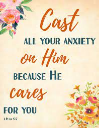 Psalm 37:24 though he falls, he will not be overwhelmed, for the lord is holding. Cast All Your Anxiety On Him Because He Cares For You 1 Peter 5 7 Bible Verse Notebook For Women Girls Notebook For Christians And Church Goers Letter Sized 8 5 X 11