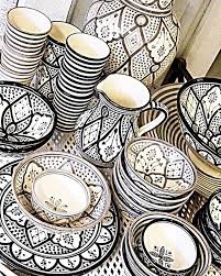 Black And White Plates And Bowls Black And White Dishes Bohemian Kitchen Bohemian Kitchen Decor Black And White Dishes