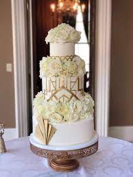 417 x 555 jpeg 58 кб. Nashville Sweets White Gold Art Deco Great Gatsby Inspired Wedding Cake With Fresh Flowers